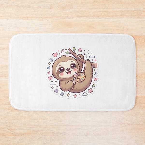 Item preview, Cute Kawaii Artist Sloth Sticker – Anime Style Chibi Sloth Decor designed and sold by Chipkooo.