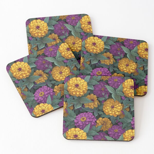 Item preview, Blooming Zinnia Print  - Flower Garden Pattern - Gifts For Couples designed and sold by RoyalStarsPatts.