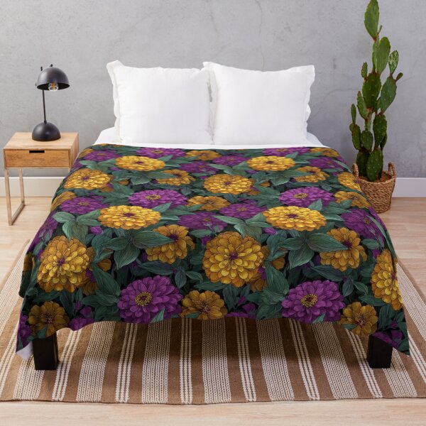 Item preview, Blooming Zinnia Print  - Flower Garden Pattern - Gifts For Couples designed and sold by RoyalStarsPatts.