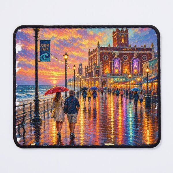 Item preview, Asbury Park After the Rain – Impressionist New Jersey Boardwalk designed and sold by Past in Threads.