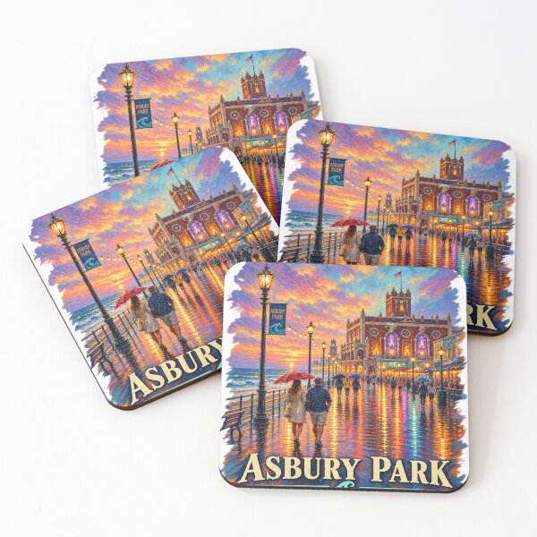 Item preview, Asbury Park After the Rain – Impressionist New Jersey Boardwalk designed and sold by Past in Threads.