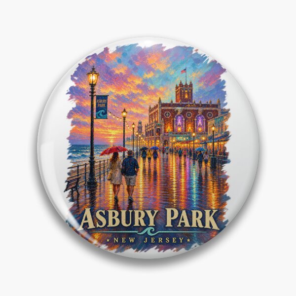 Item preview, Asbury Park After the Rain – Impressionist New Jersey Boardwalk designed and sold by Past in Threads.