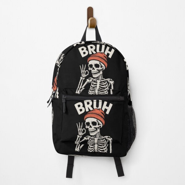 Item preview, BRUH Skeleton Orange Beanie Funny Spooky Halloween Retro designed and sold by Zizo-DR44.