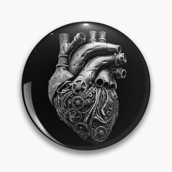 Item preview, Steampunk Mechanical Heart with Gears Black and White Biomechanical Anatomy Art designed and sold by inkoutninja.