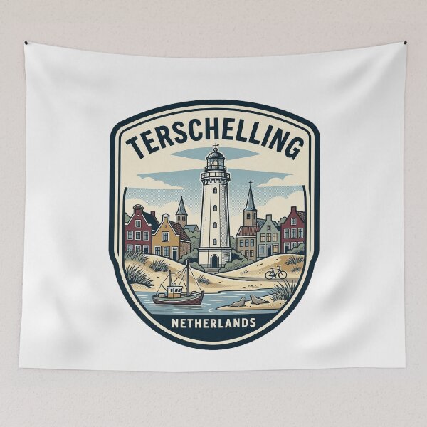 Item preview, Terschelling Netherlands Coastal Lighthouse Travel Badge Style designed and sold by k3rstman1.