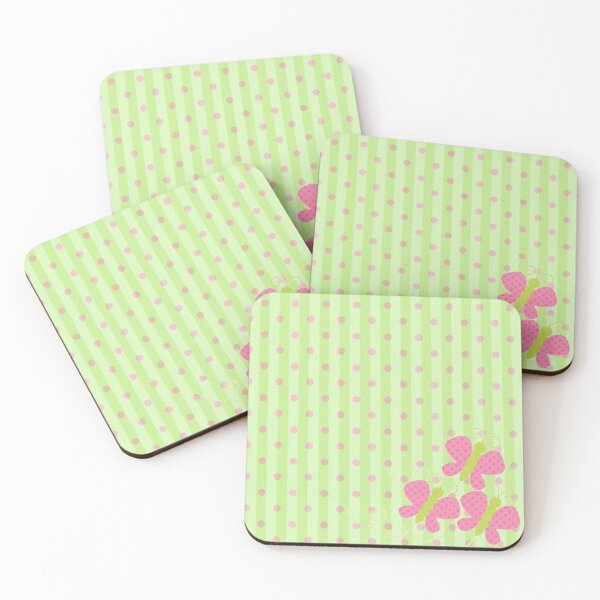 Item preview, Y2K Pink Butterflies & Lime Green Stripe Pattern | Retro 2000s Funky Aesthetic designed and sold by BrontesWhimsyStore.