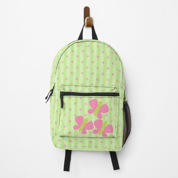 Item preview, Y2K Pink Butterflies & Lime Green Stripe Pattern | Retro 2000s Funky Aesthetic designed and sold by BrontesWhimsyStore.
