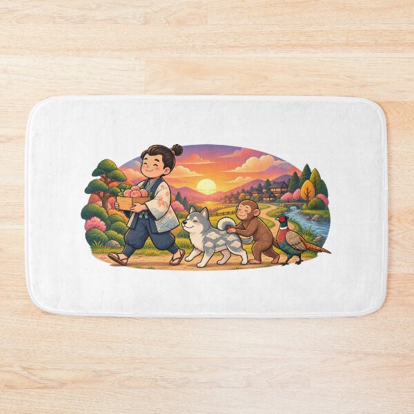 Item preview, Cute Japanese Peach Village Adventure Girl Dog Monkey Pheasant Sunset designed and sold by MrDev.
