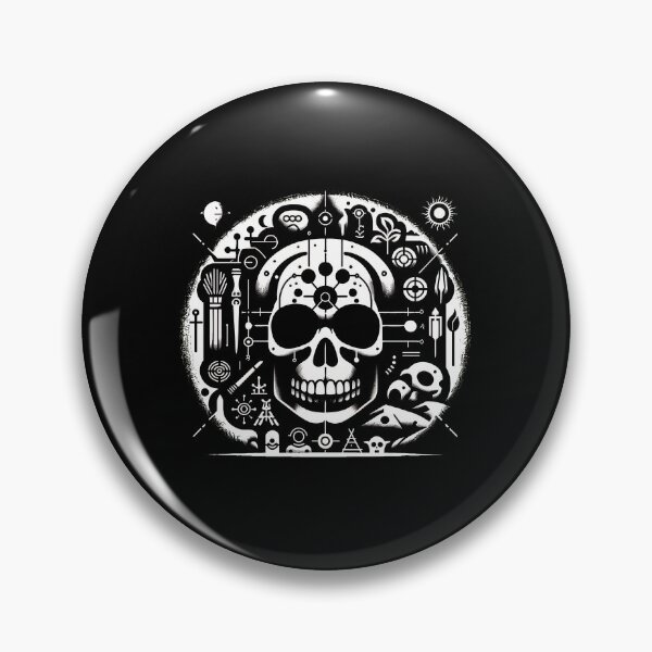 Item preview, Monochromatic Skull with Symbolic Gear Art designed and sold by MakhiFriedman.