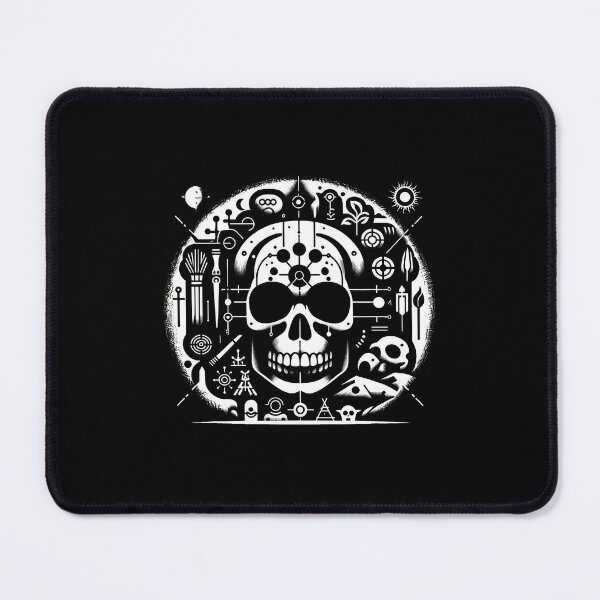 Item preview, Monochromatic Skull with Symbolic Gear Art designed and sold by MakhiFriedman.