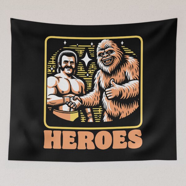 Item preview, Heroes Funny Sasquatch And Eighties Wwf Wrestler Shaking Hands designed and sold by LeonieEpps.