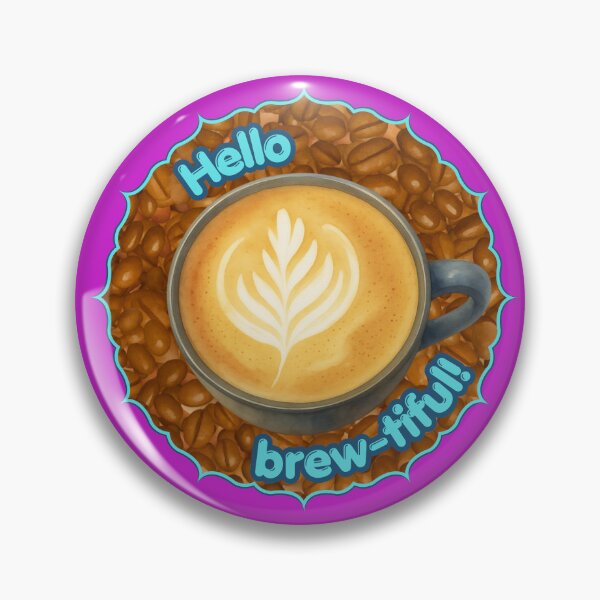 Item preview, Hello Brew-tiful Coffee Lover Humor Foam Art Purple designed and sold by InkyCorvid.