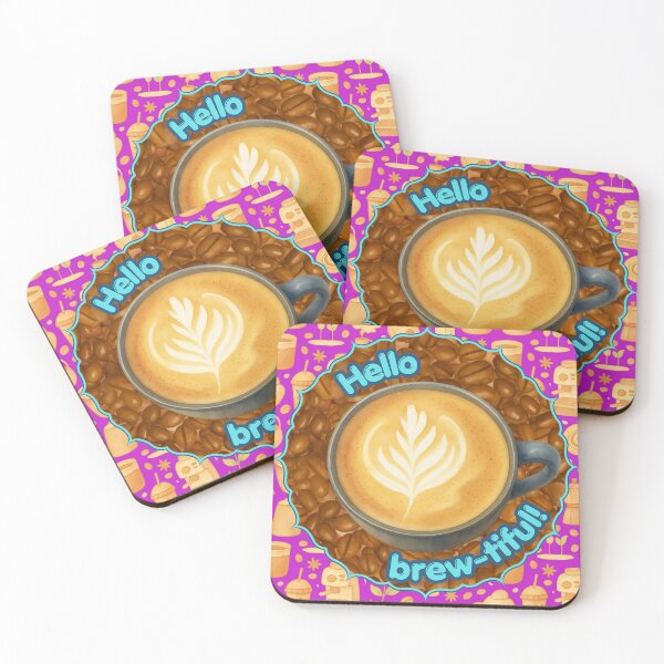 Item preview, Hello Brew-tiful Coffee Lover Humor Foam Art Purple designed and sold by InkyCorvid.