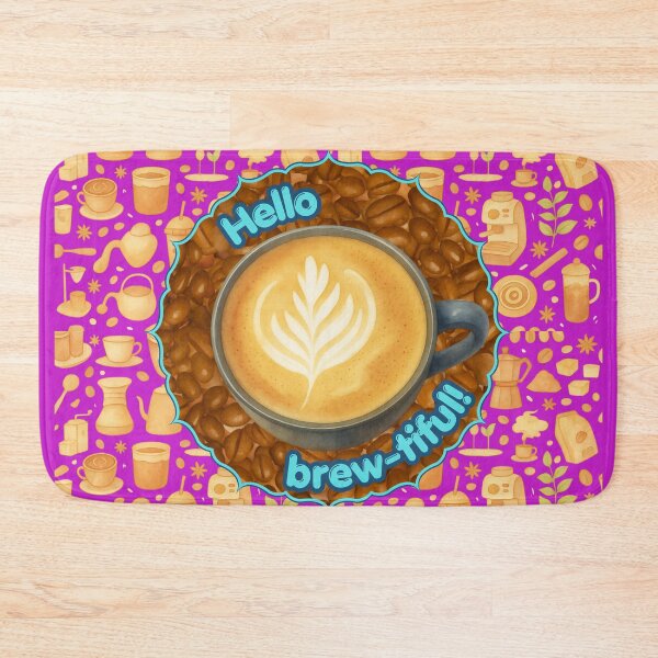 Item preview, Hello Brew-tiful Coffee Lover Humor Foam Art Purple designed and sold by InkyCorvid.