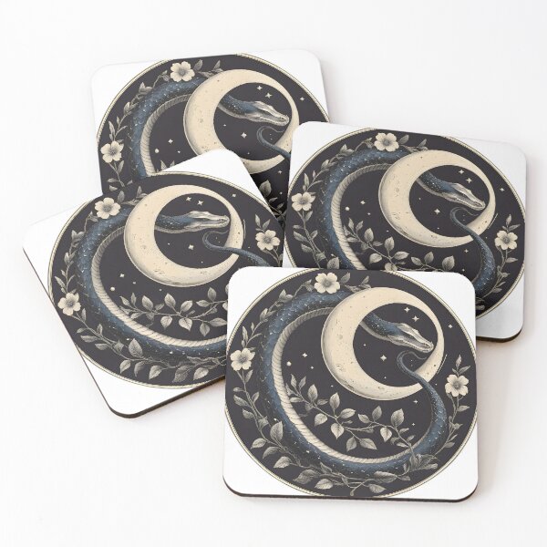 Item preview, Mystical Celestial Moon Snake Botanical Occult Aesthetic Art designed and sold by Chuanski2405.
