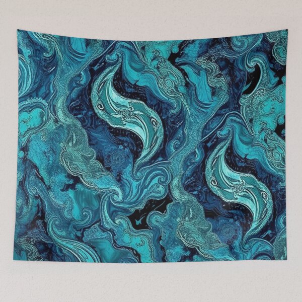 Item preview, Teal Blue Fluid Swirl Marble designed and sold by IntelliMindDesigns.