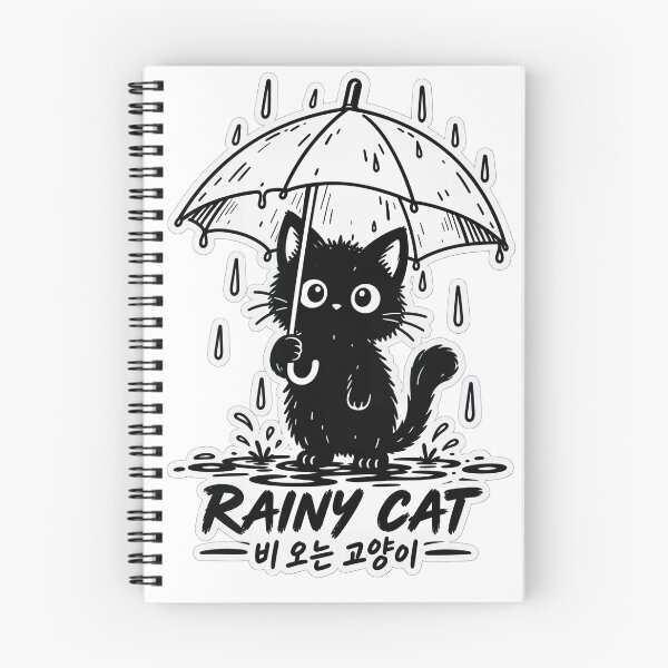 Item preview, Cute Korean Aesthetic Rainy Cat with Umbrella - Kawaii Hangul Sticker designed and sold by SeoulVibeStudio.