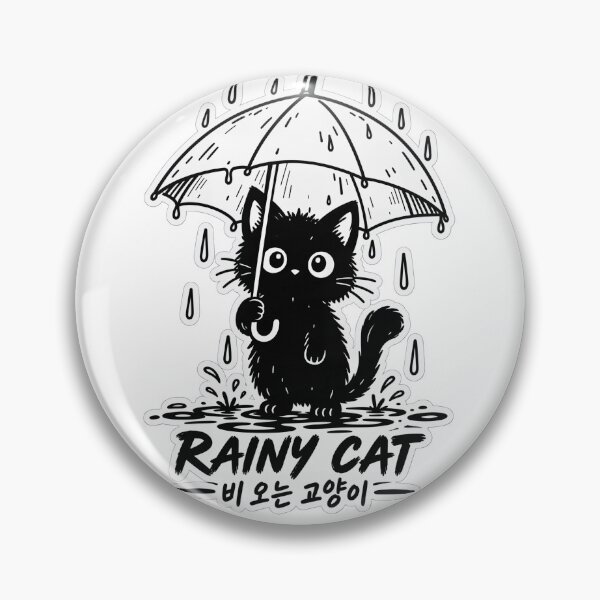 Item preview, Cute Korean Aesthetic Rainy Cat with Umbrella - Kawaii Hangul Sticker designed and sold by SeoulVibeStudio.