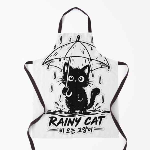 Item preview, Cute Korean Aesthetic Rainy Cat with Umbrella - Kawaii Hangul Sticker designed and sold by SeoulVibeStudio.