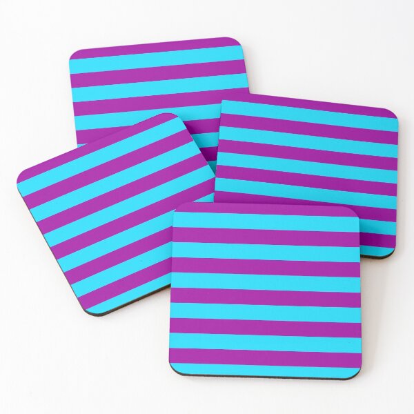 Item preview, Y2K Electric Cyan and Purple Stripe Pattern | Retro 2000s Horizontal Stripes designed and sold by BrontesWhimsyStore.