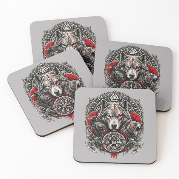 Item preview, Norse Wolf Viking Rune Art designed and sold by JASPE INK.