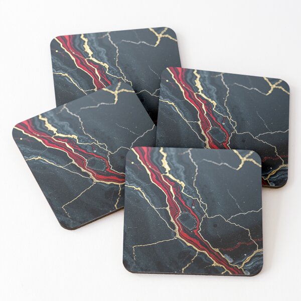 Item preview, Black Red Gold Lava Marble designed and sold by IntelliMindDesigns.
