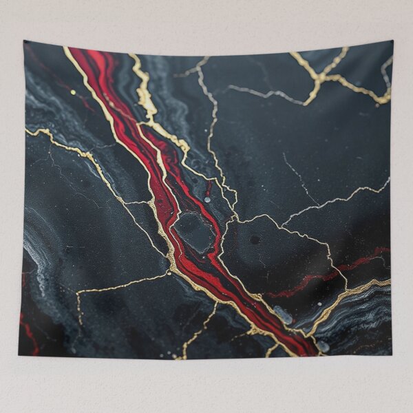 Item preview, Black Red Gold Lava Marble designed and sold by IntelliMindDesigns.