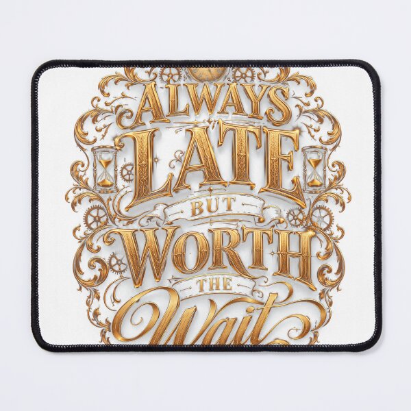 Item preview, Always Late But Worth The Wait – Funny Time Quote Gold Typography designed and sold by 3bqre.