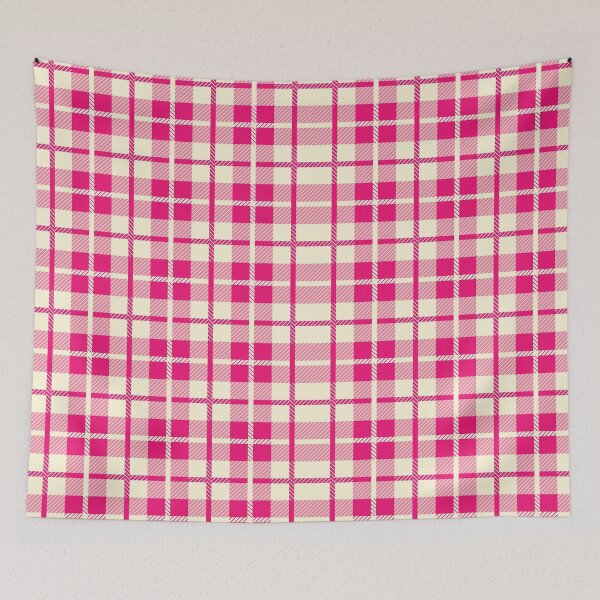 Item preview, Y2K Hot Pink and Cream Plaid Pattern | Retro 2000s Tartan Grid Aesthetic designed and sold by BrontesWhimsyStore.