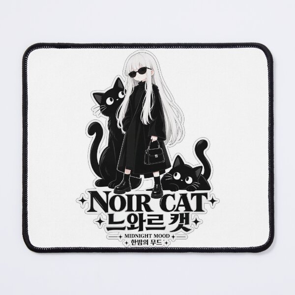 Item preview, Noir Cat Midnight Mood Korean Aesthetic Anime Girl Streetwear designed and sold by SeoulVibeStudio.
