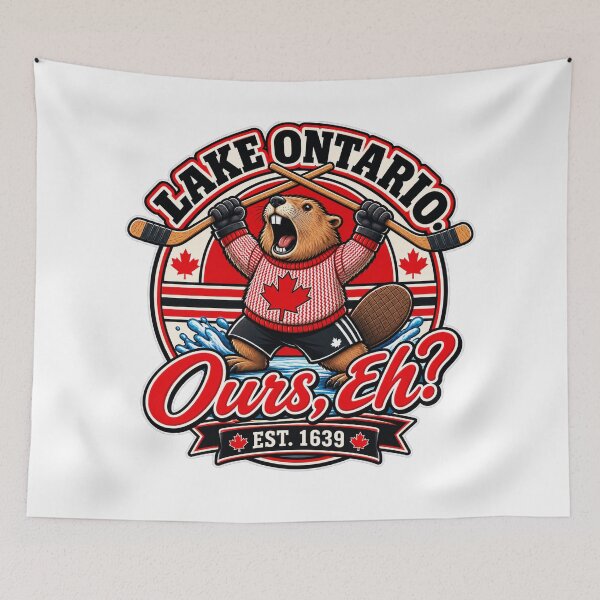 Item preview, Lake Ontario Ours Eh? Tee | Canadian Maple Leaf, Retro Lake Badge designed and sold by JackSpark25.