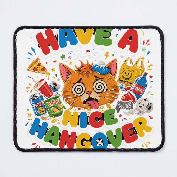 Item preview, Have A Nice Hangover - Funny Cat Hangover Junk Food Gaming designed and sold by Retro Whiskers.