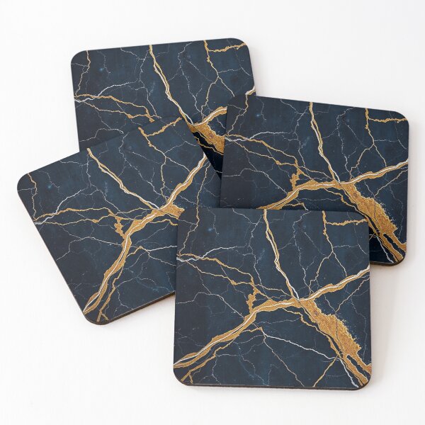 Item preview, Dark Navy Gold Lightning Marble designed and sold by IntelliMindDesigns.