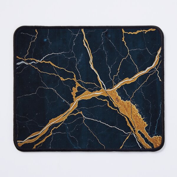 Item preview, Dark Navy Gold Lightning Marble designed and sold by IntelliMindDesigns.