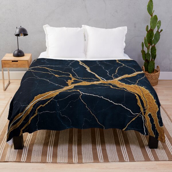 Item preview, Dark Navy Gold Lightning Marble designed and sold by IntelliMindDesigns.