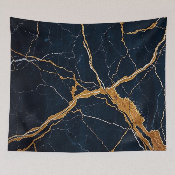 Item preview, Dark Navy Gold Lightning Marble designed and sold by IntelliMindDesigns.