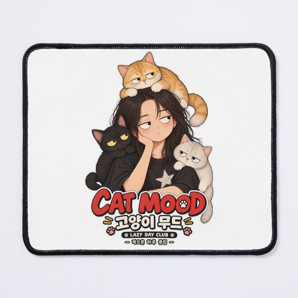 Item preview, Lazy Day Club Korean Aesthetic Cat Mood Illustration designed and sold by SeoulVibeStudio.