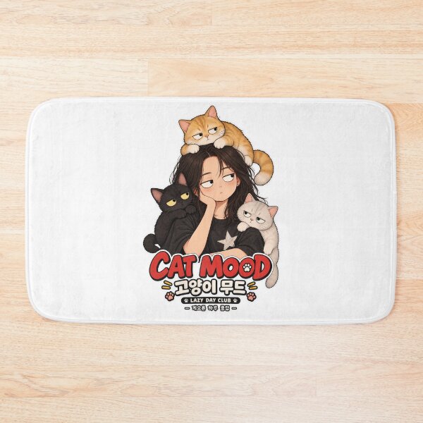 Item preview, Lazy Day Club Korean Aesthetic Cat Mood Illustration designed and sold by SeoulVibeStudio.