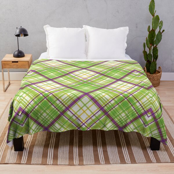 Item preview, Y2K LLime Green and Purple Diagonal Plaid Pattern | Retro 2000s Tartan Grid Aesthetic designed and sold by BrontesWhimsyStore.