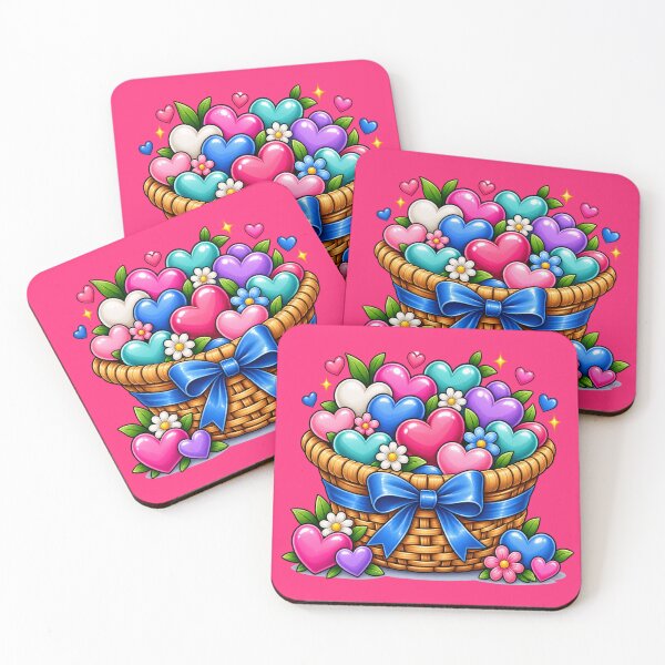 Item preview, Colorful Heart Basket with Blue Bow designed and sold by Hari Arts.