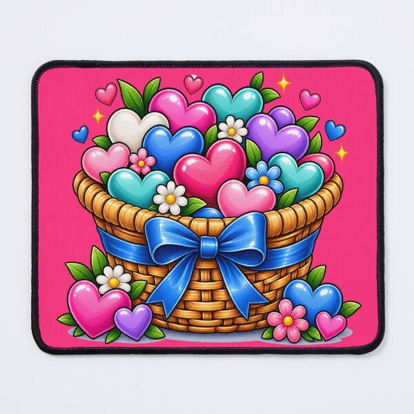 Item preview, Colorful Heart Basket with Blue Bow designed and sold by Hari Arts.