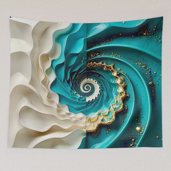 Item preview, Ocean Turquoise and Alabaster Ribbon Vortex designed and sold by Vicky Brago-Mitchell®.
