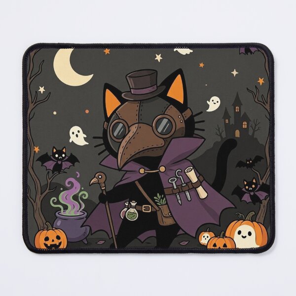 Item preview, Cute Black Cat Plague Doctor Halloween Gothic Steampunk designed and sold by N-TwistTails.