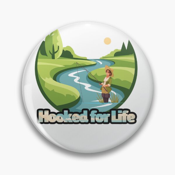 Item preview, Hooked for Life Woman Fishing  designed and sold by ImaginARTDesign.