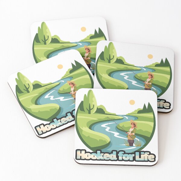 Item preview, Hooked for Life Woman Fishing  designed and sold by ImaginARTDesign.