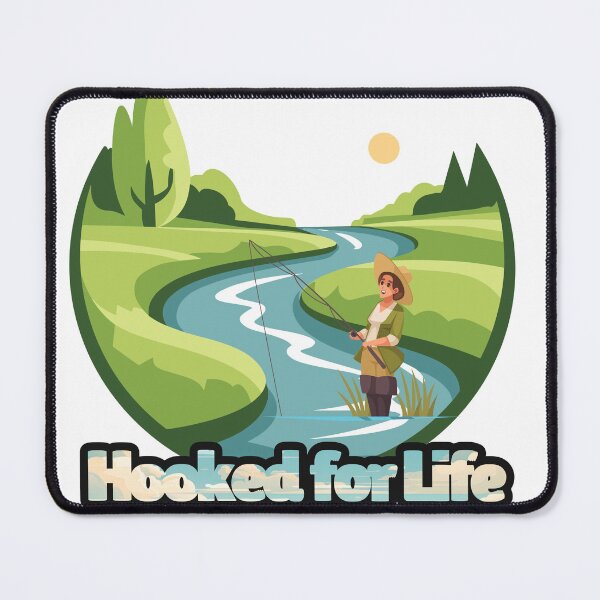 Item preview, Hooked for Life Woman Fishing  designed and sold by ImaginARTDesign.