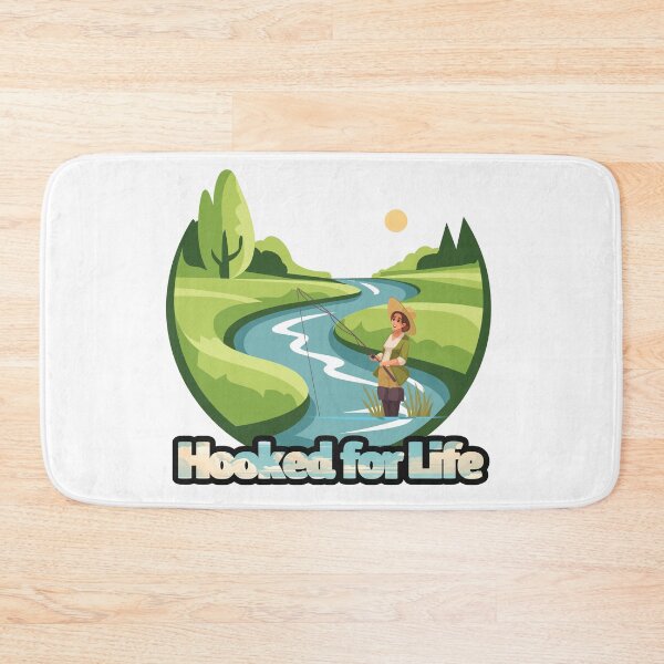 Item preview, Hooked for Life Woman Fishing  designed and sold by ImaginARTDesign.