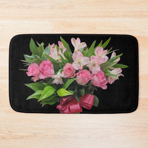 Item preview, Pink Lilies Flowers and Roses Tender Bouquet on Black Shapes Mania designed and sold by Shapes-Mania.