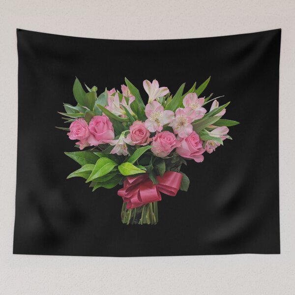 Item preview, Pink Lilies Flowers and Roses Tender Bouquet on Black Shapes Mania designed and sold by Shapes-Mania.