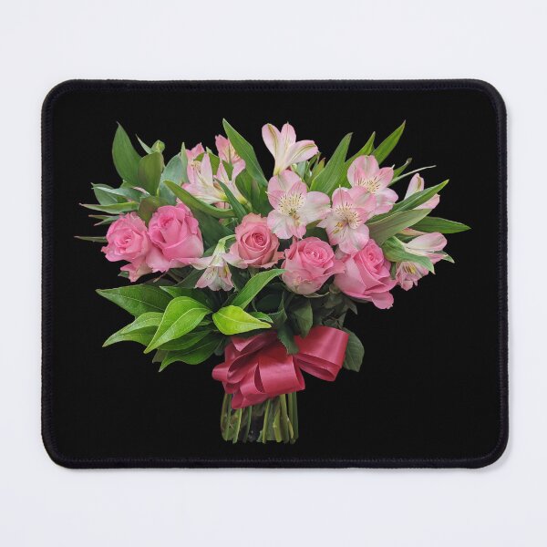 Item preview, Pink Lilies Flowers and Roses Tender Bouquet on Black Shapes Mania designed and sold by Shapes-Mania.